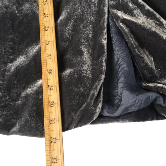 Poetry Velvet Blazer Silk Blend Jacket Womens 12 Gray Velvet Longline Pockets - Picture 10 of 16
